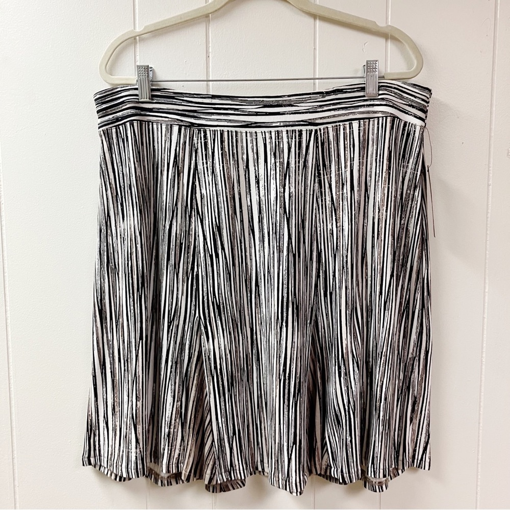 NWT NIC+ZOE Artsy Flare Feminine Stripe Elastic Waist Skirt XL Stretch $128